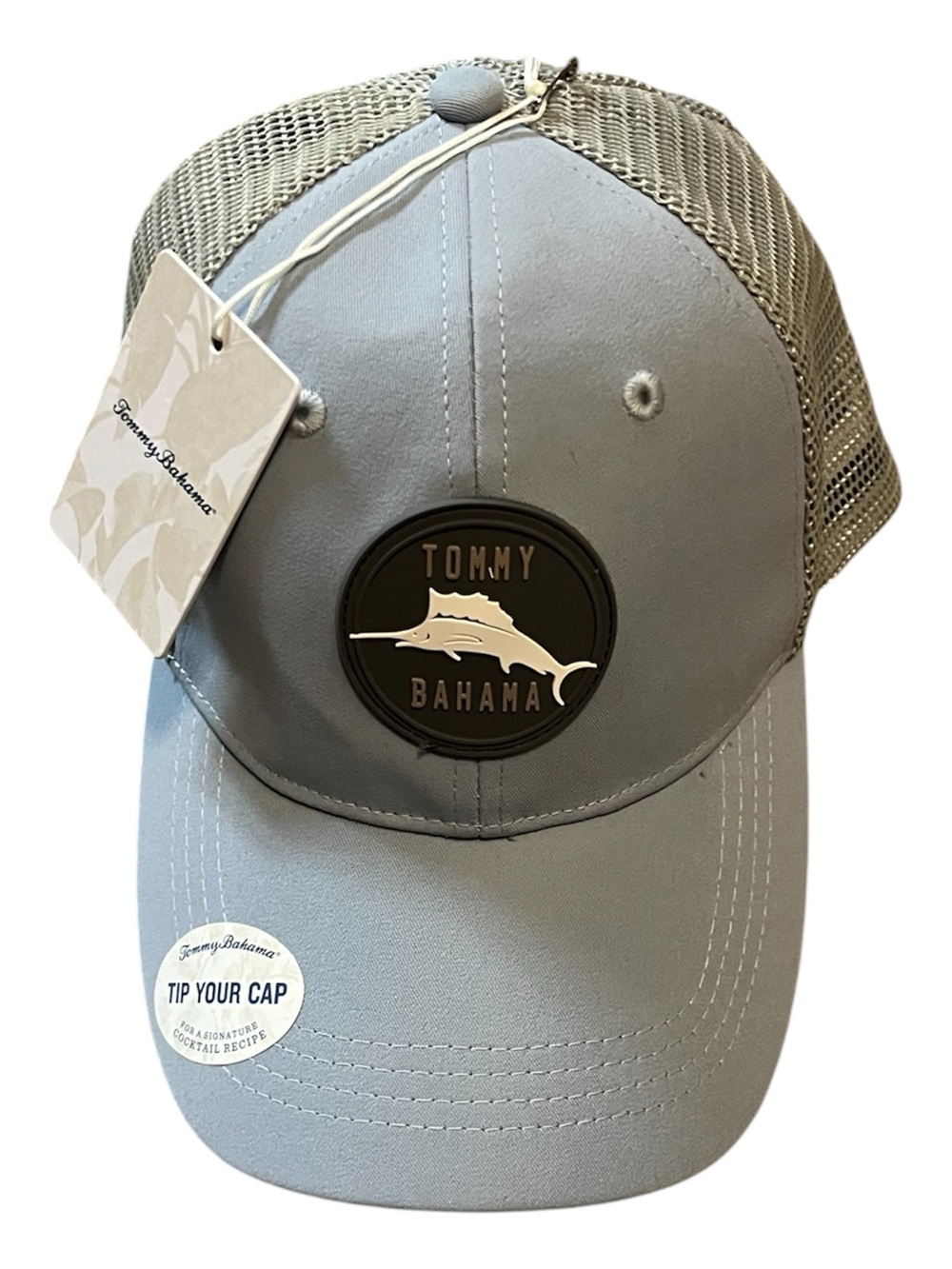 🆕 Tommy Bahama Marlin Logo Patch Trucker Baseball Hat